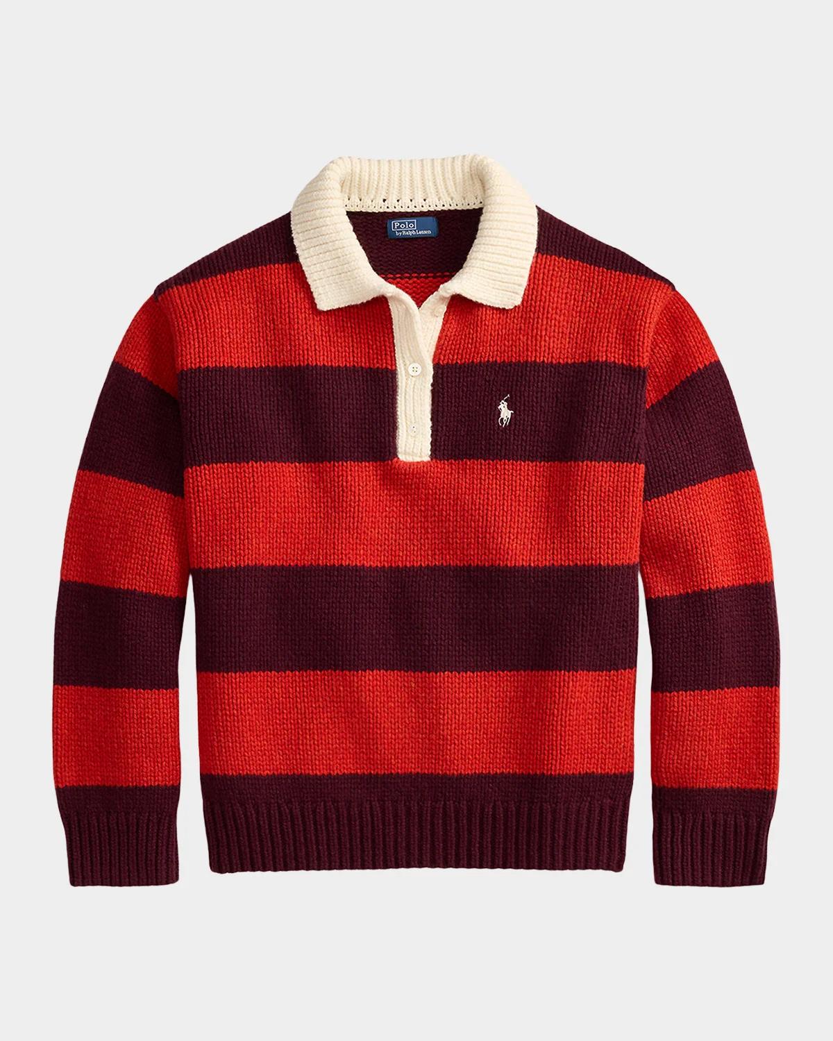 POLO RALPH LAUREN 스트라이프 울 혼합 러그비 스웨터