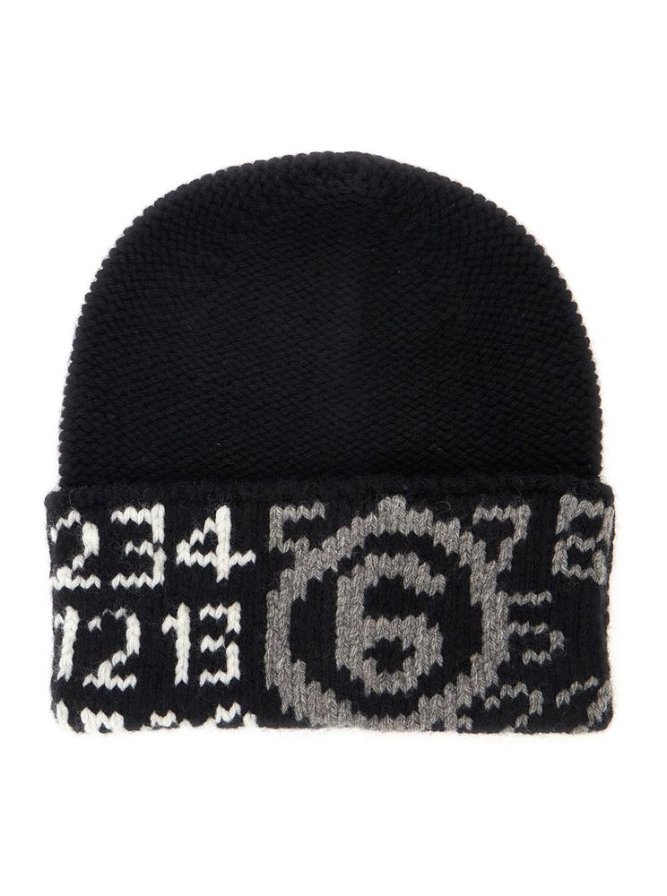 MM6 Maison Margiela Kids 인타르시아 로고 니트 모자