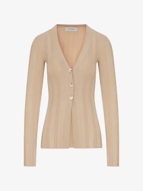 SPORTMAX 리브드 니트 브이넥 가디건
