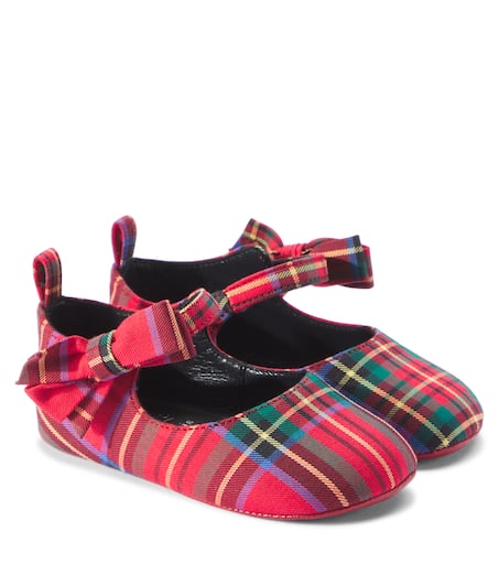 Christian Louboutin Kids 유아 Lou Babe 체크 메리제인 플랫 슈즈