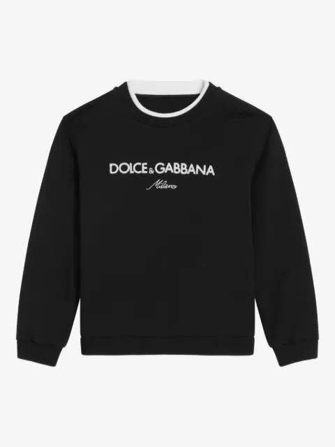 Dolce & Gabbana Kids 로고 자수 스웨트셔츠