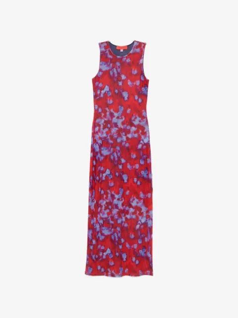 ECKHAUS LATTA 듀엣 추상 프린트 민소매 맥시 드레스