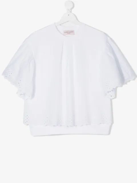 Alberta Ferretti Kids 틴 레이스 트림 블라우스