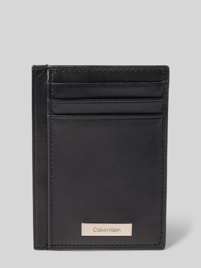 CK CALVIN KLEIN  가죽 카드지갑 라벨 장식 모델 플라크 블랙