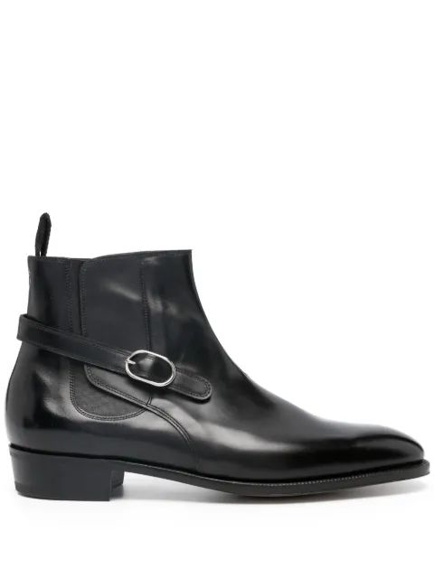 JOHN LOBB 사이드 버클 폴리시드 레더 부츠