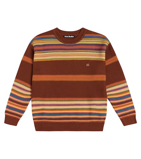Acne Studios Kids 페이스 로고 스트라이프 코튼 스웨터