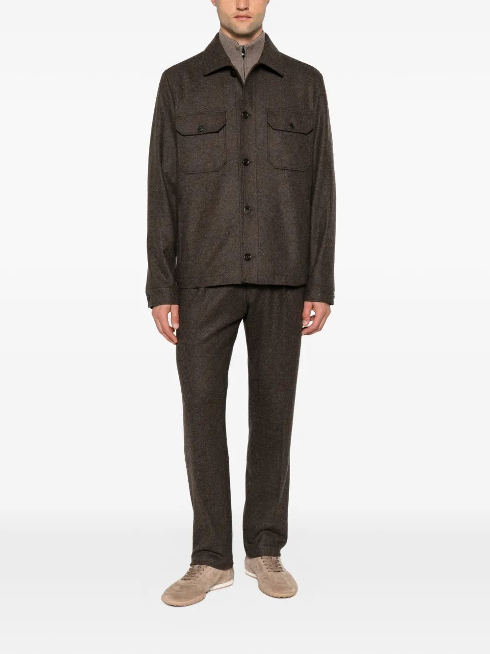 Corneliani 드로우스트링 허리 플리츠 바지
