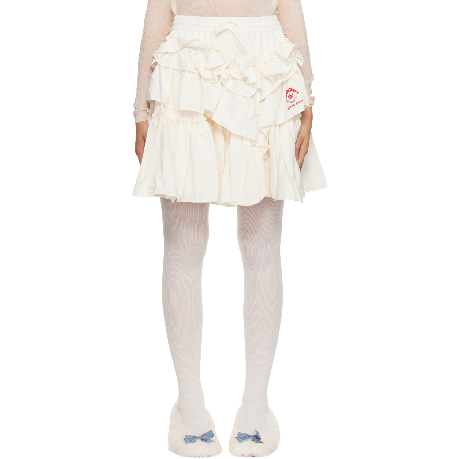 Simone Rocha 오프 화이트 아디다스 오리지널스 에디션 프릴 미디 스커트