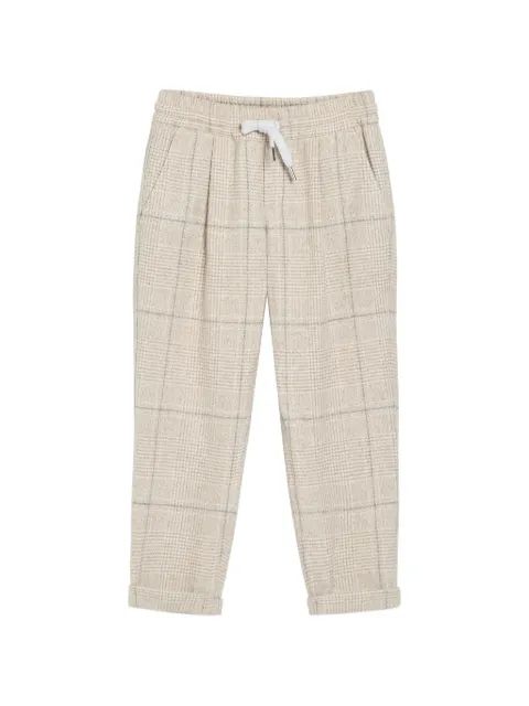 Brunello Cucinelli Kids 프린스 오브 웨일즈 플란넬 팬츠