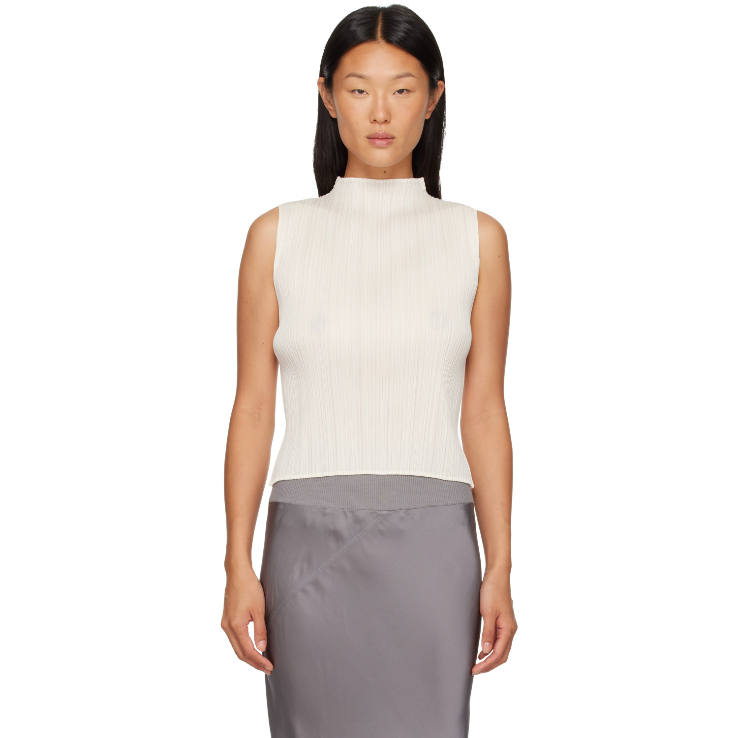 PLEATS PLEASE 오프 화이트 먼슬리 컬러스 8월 탑