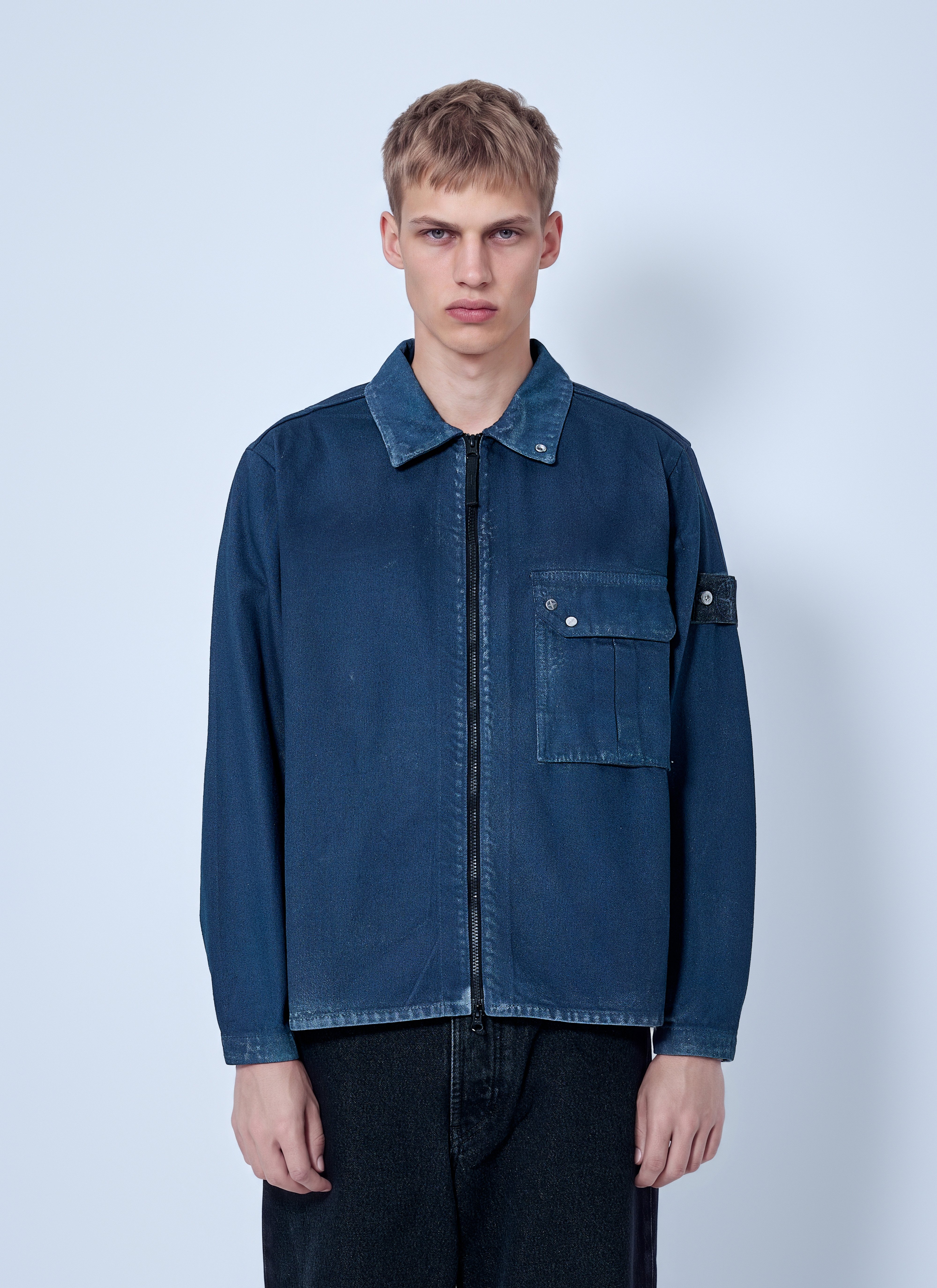 STONE ISLAND 패치 포켓 집업 오버셔츠