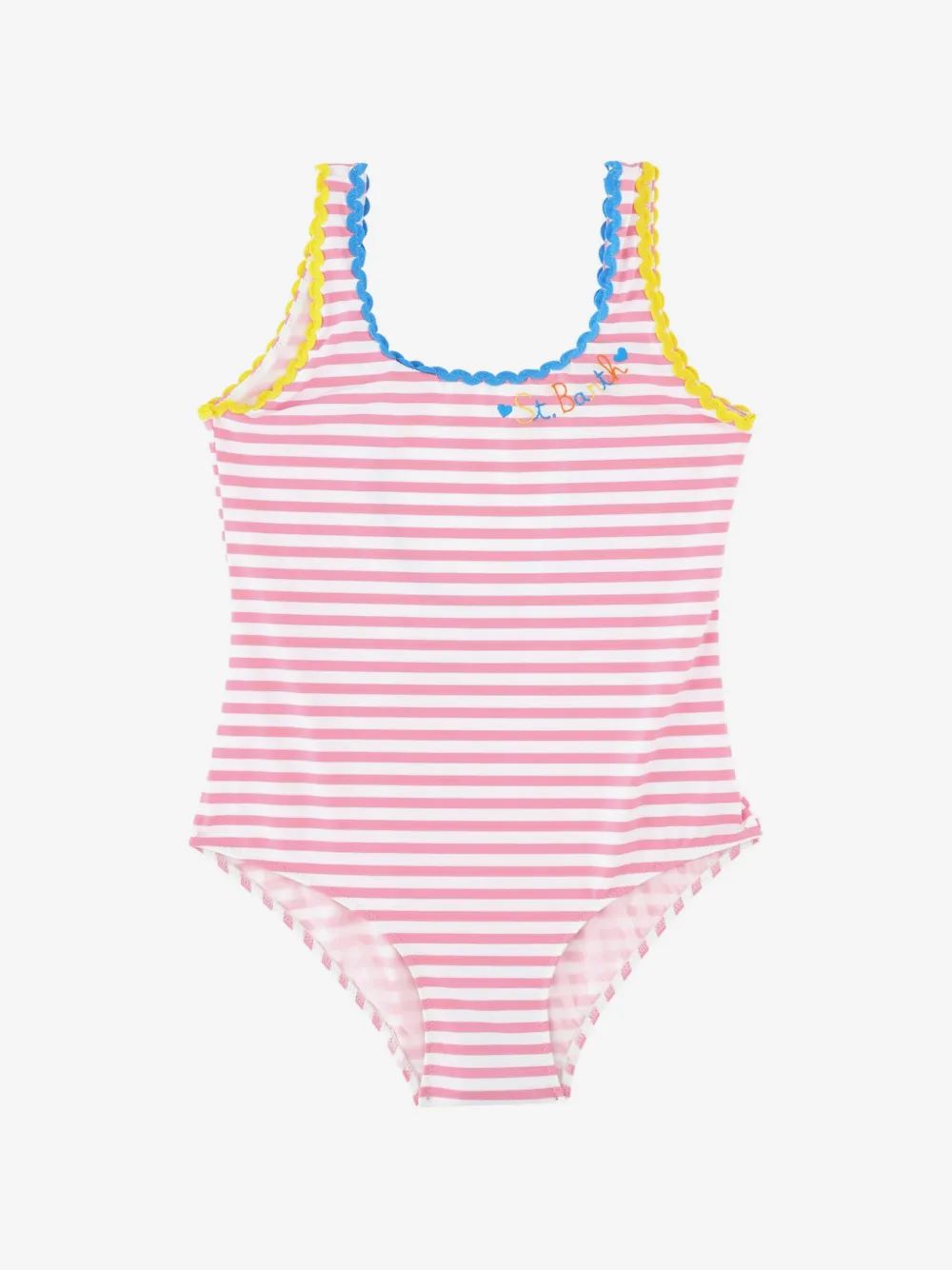 Mc2 Saint Barth kids 카라 스트라이프 리크랙 수영복