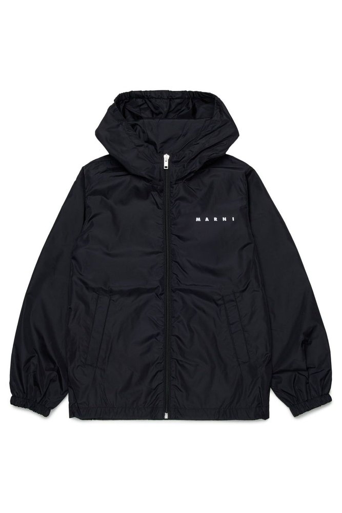 Marni Kids 로고 디테일 후드 재킷