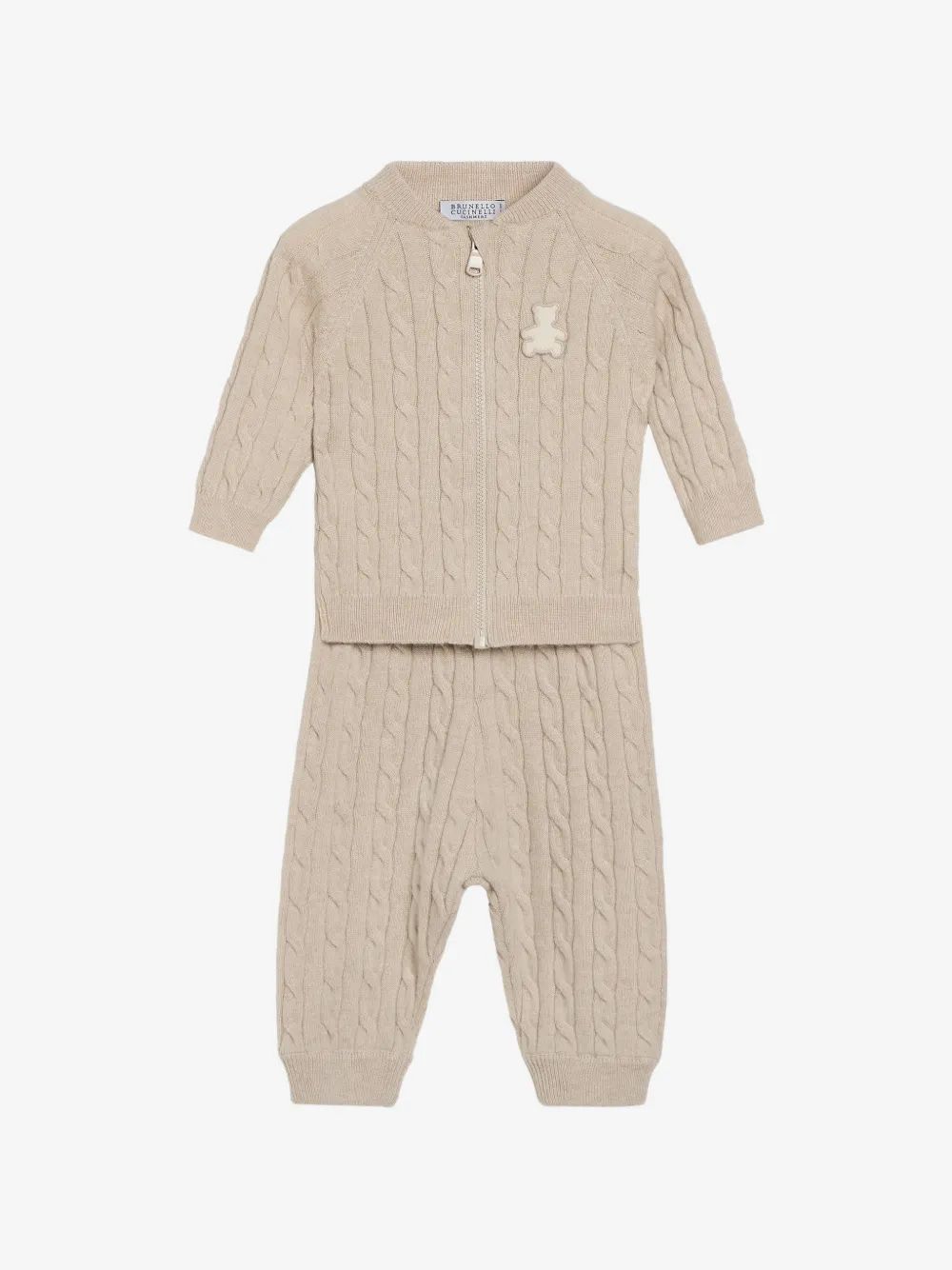 Brunello Cucinelli Kids 버니 케이블 니트 캐시미어 세트