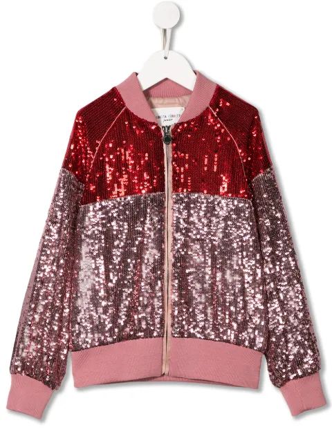 Alberta Ferretti Kids 스퀴린 장식 봄버 자켓