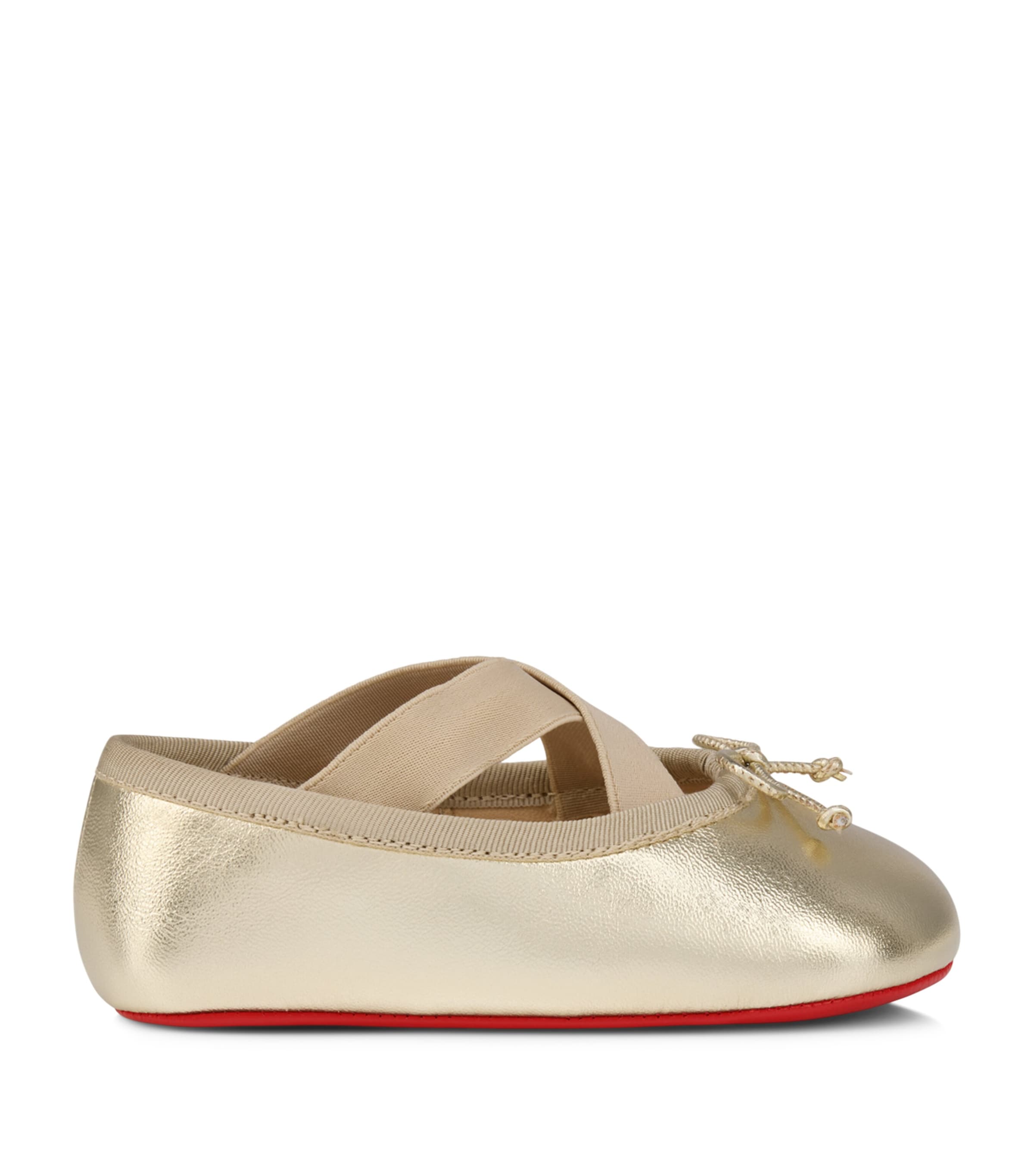 Christian Louboutin Kids 미니 카시아스티치나 가죽 발레 플랫