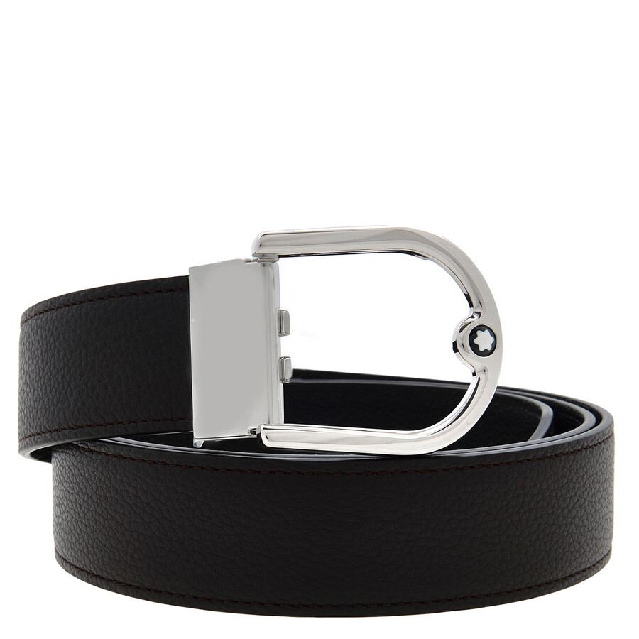 MONTBLANC 호스슈 버클 그레인 가죽 벨트 35mm 리버서블