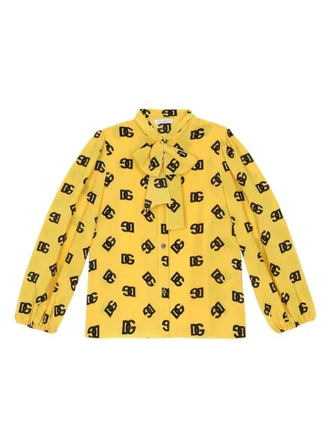 Dolce & Gabbana Kids DG 프린트 퍼시 보우 셔츠
