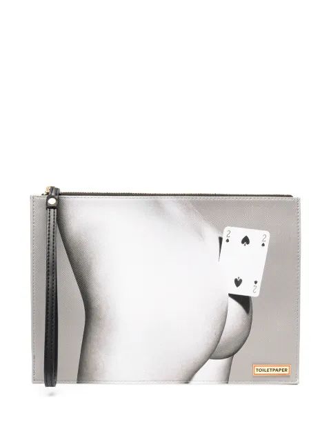 Seletti 투 오브 스페이드 인조 가죽 파우치 백