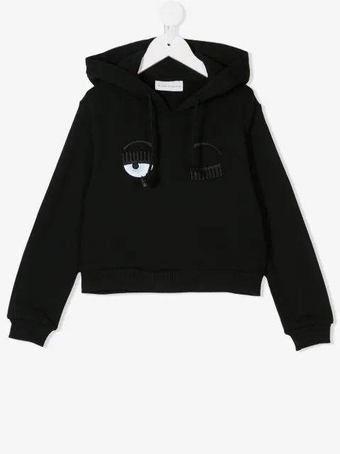 Chiara Ferragni Kids 플러팅 크롭 후드티
