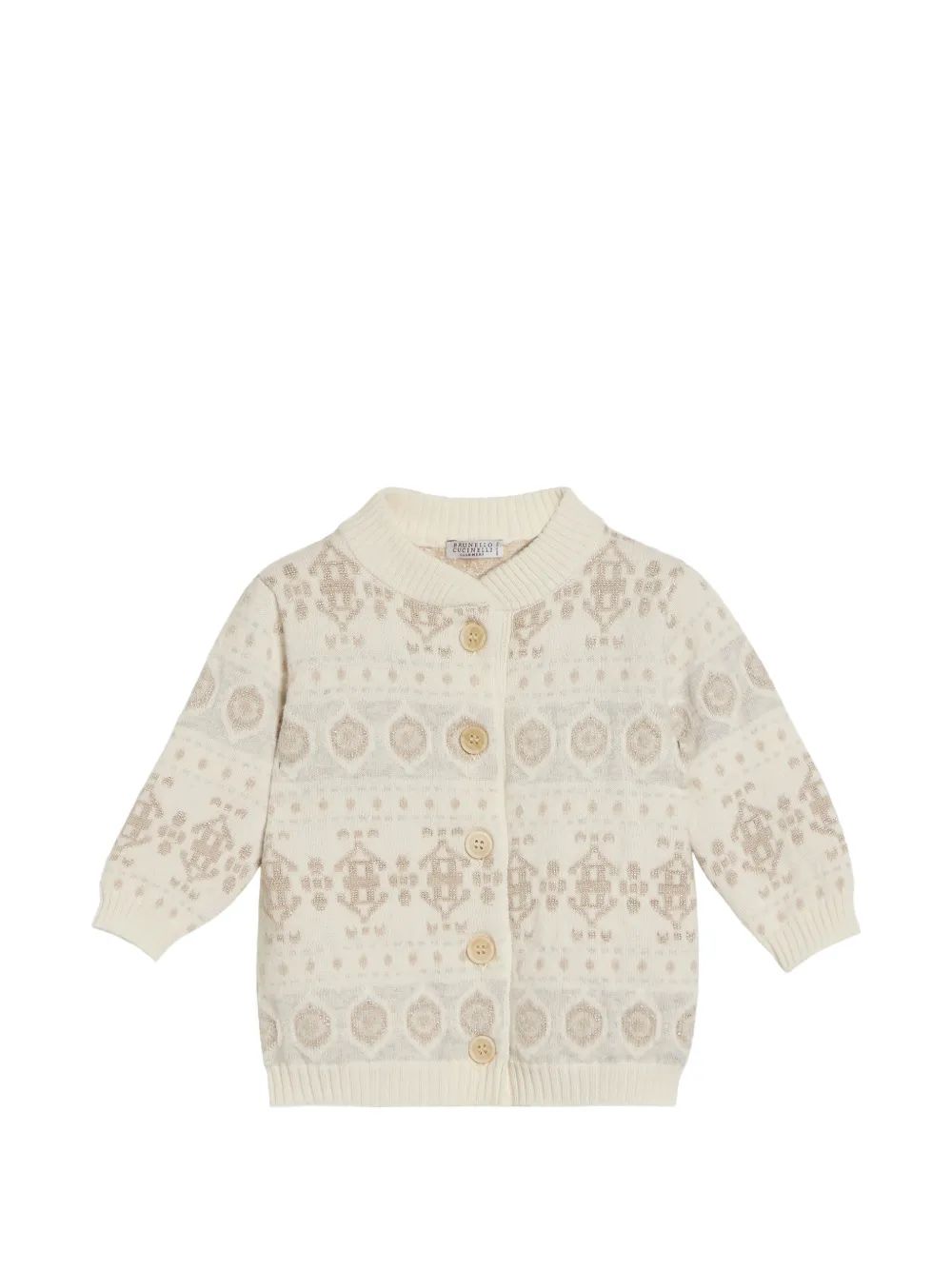 Brunello Cucinelli Kids 스파클링 자카드 캐시미어 가디건