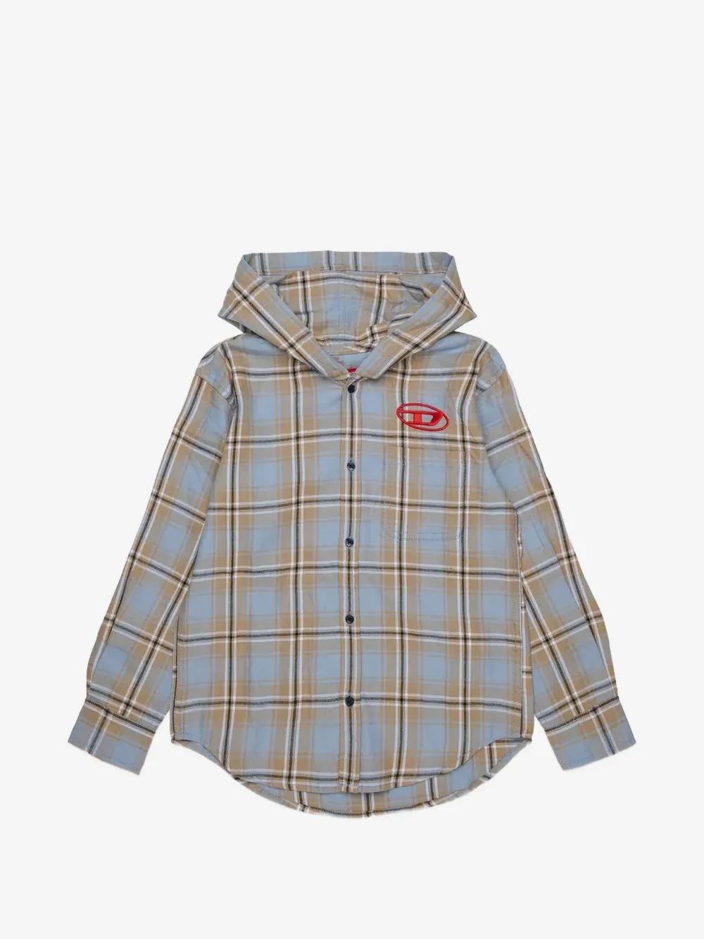 Diesel Kids 체크 패턴 후드 셔츠