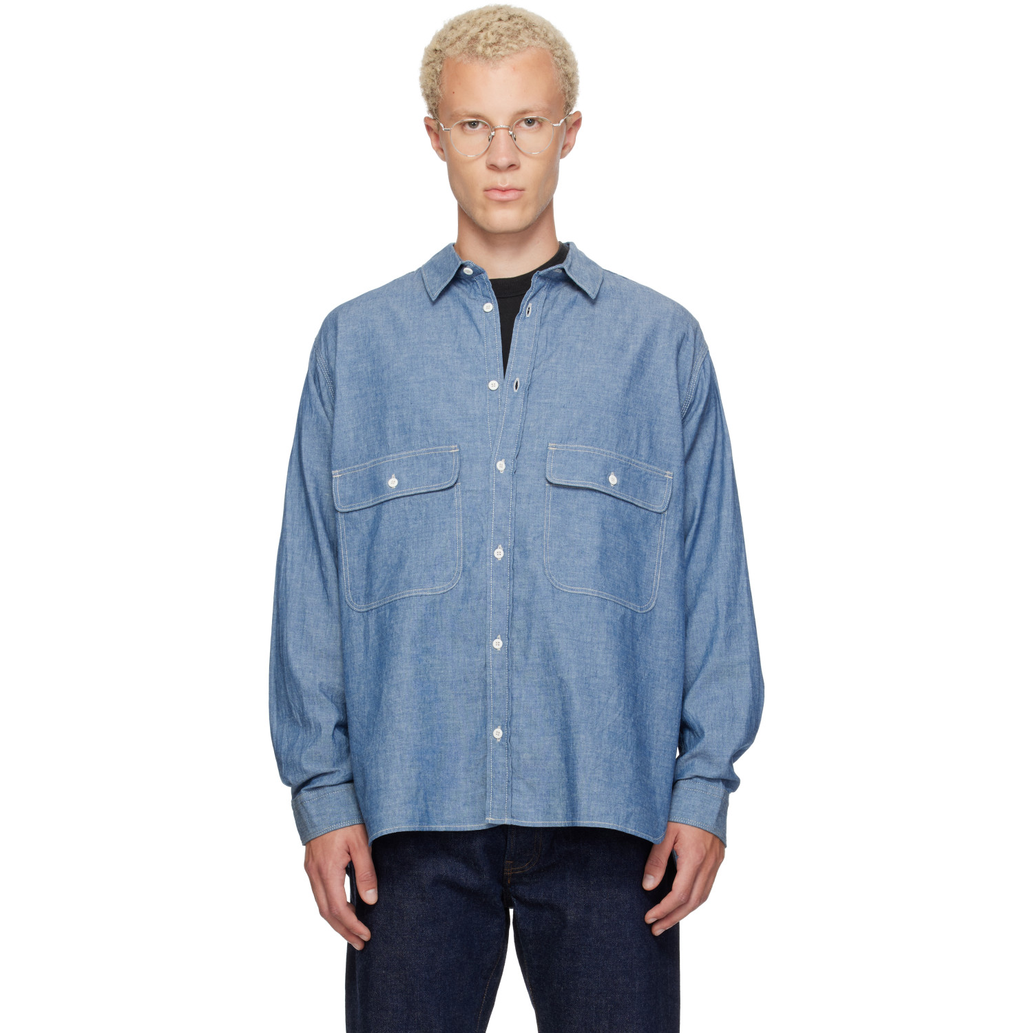 Ordinary Fits 블루 베이직 워크 셔츠