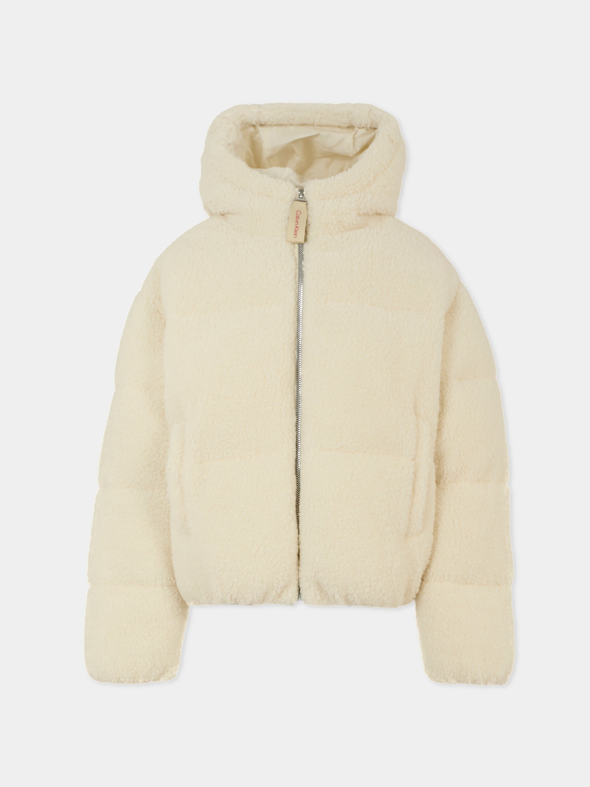 Calvin Klein Kids 아이보리 다운 재킷 소녀