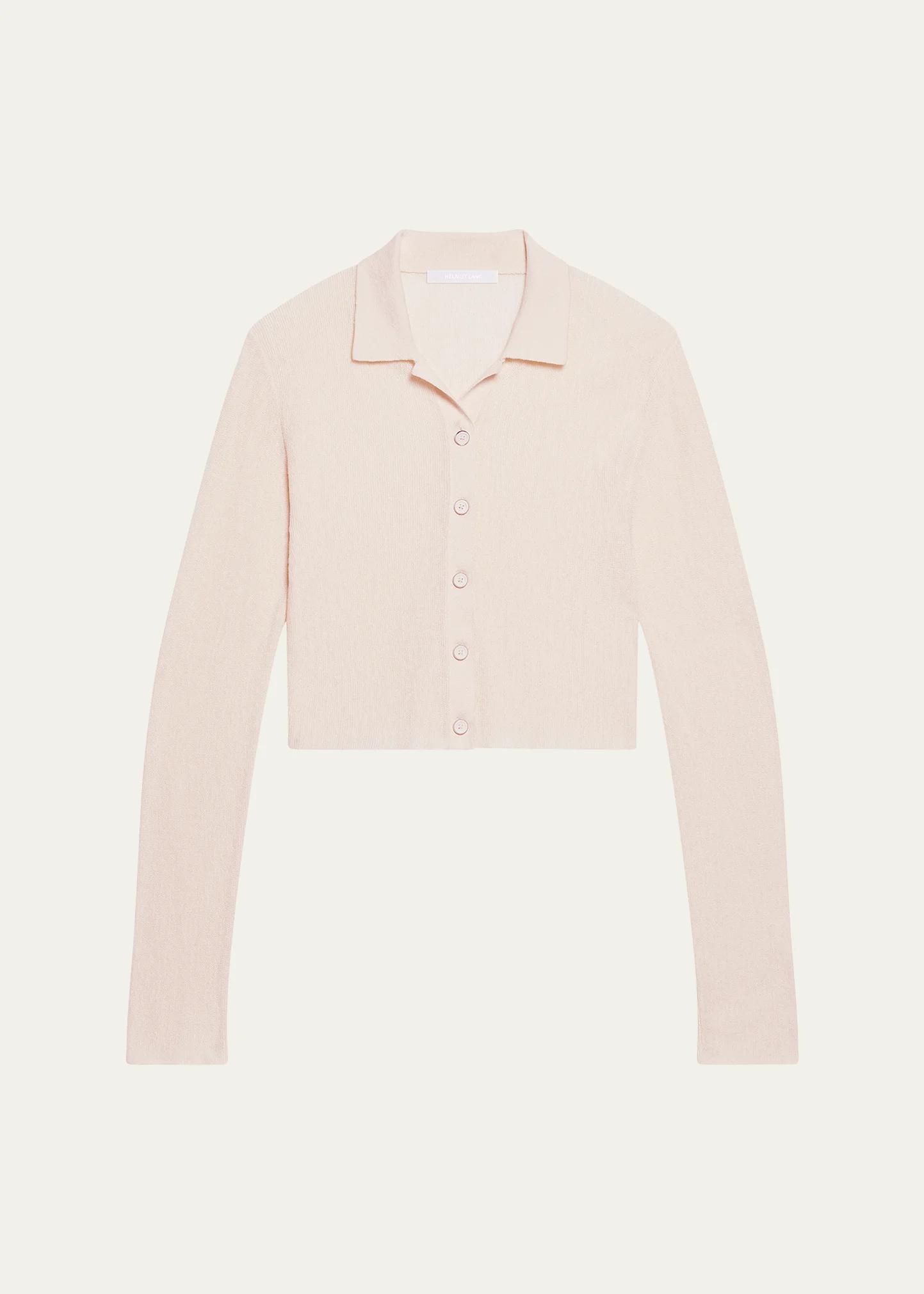 HELMUT LANG 로우 엣지 린넨 혼합 니트 가디건