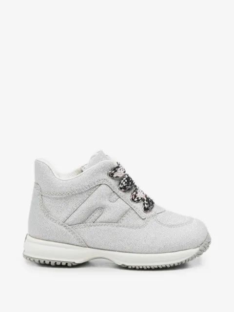 Hogan Kids 글리터 효과 로고 패치 스니커즈