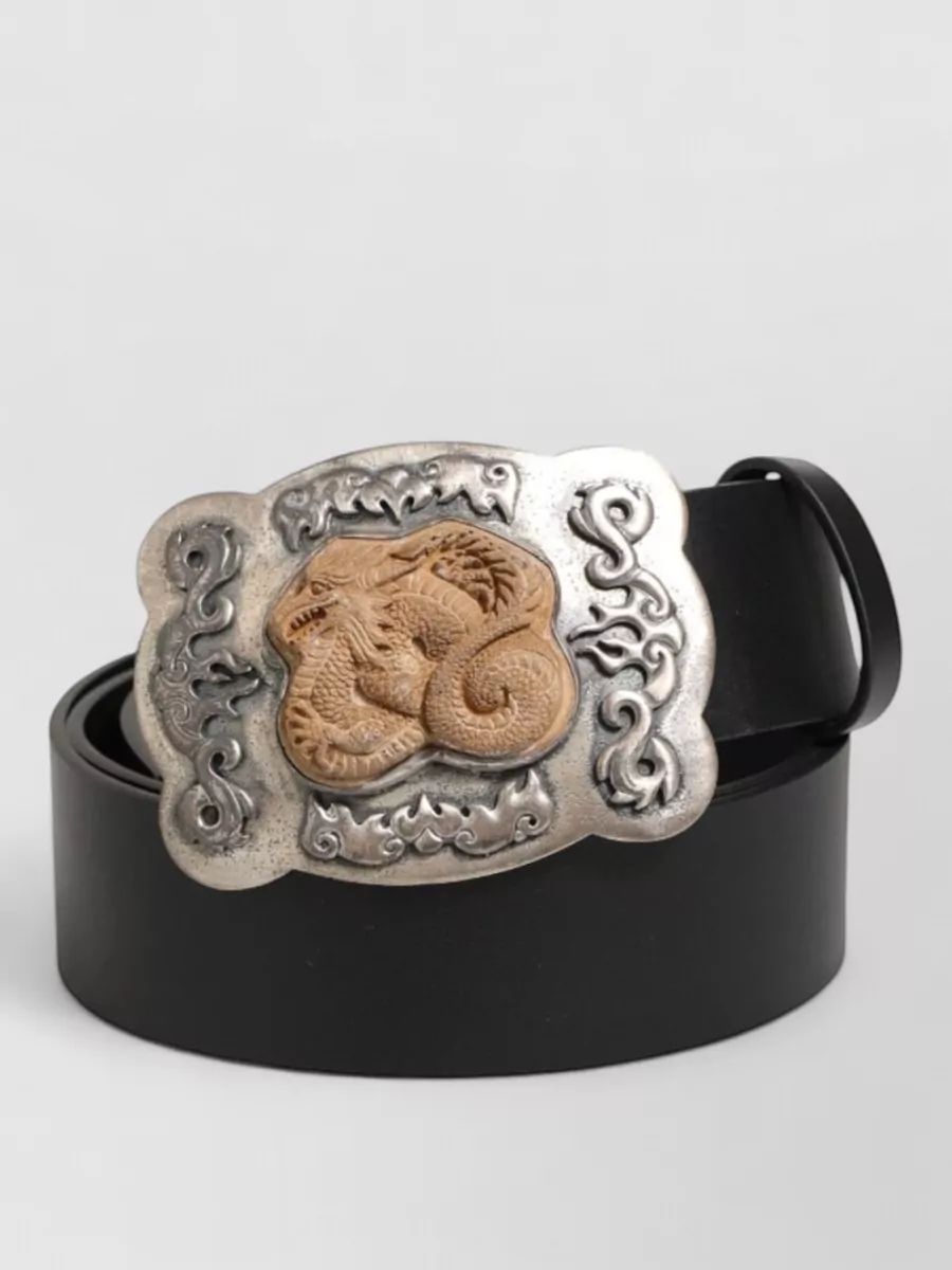 DOLCE & GABBANA 가죽 벨트 드래곤 버클 메탈 디테일