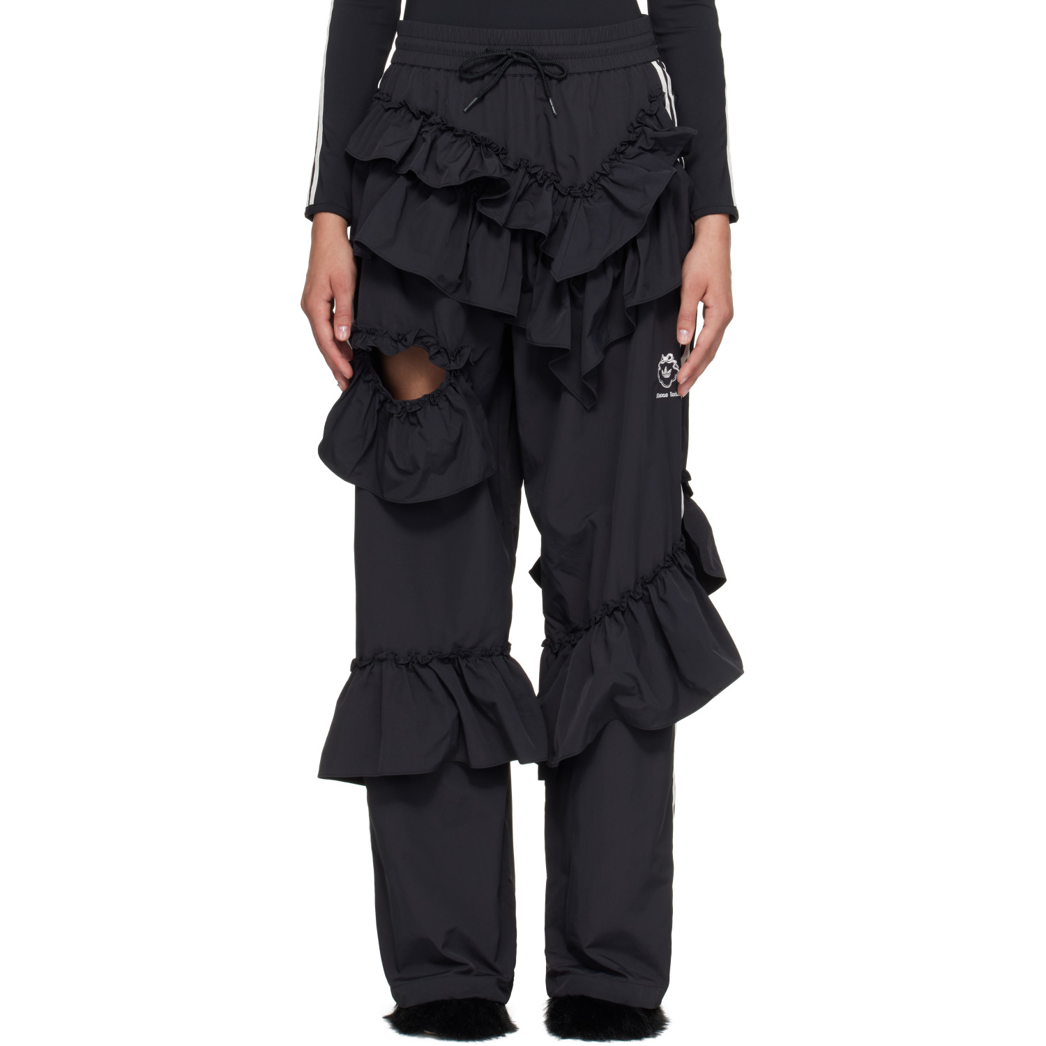 Simone Rocha 블랙 아디다스 오리지널스 에디션 프릴 트랙 팬츠