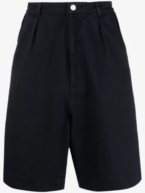 RAF SIMONS 플리트 디테일 코튼 버뮤다 반바지