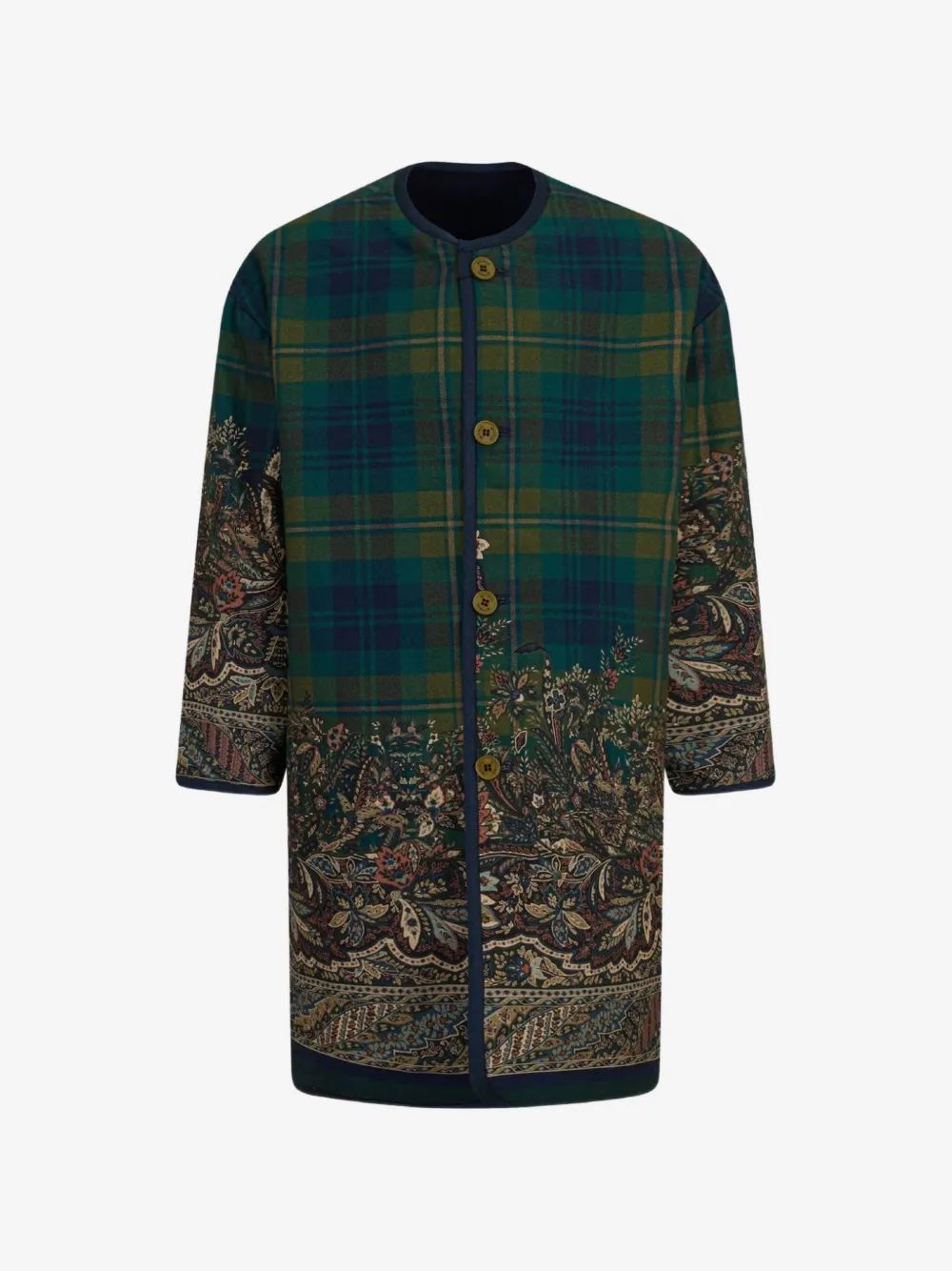 ETRO KIDS 페이즐리 패턴 타탄 코트