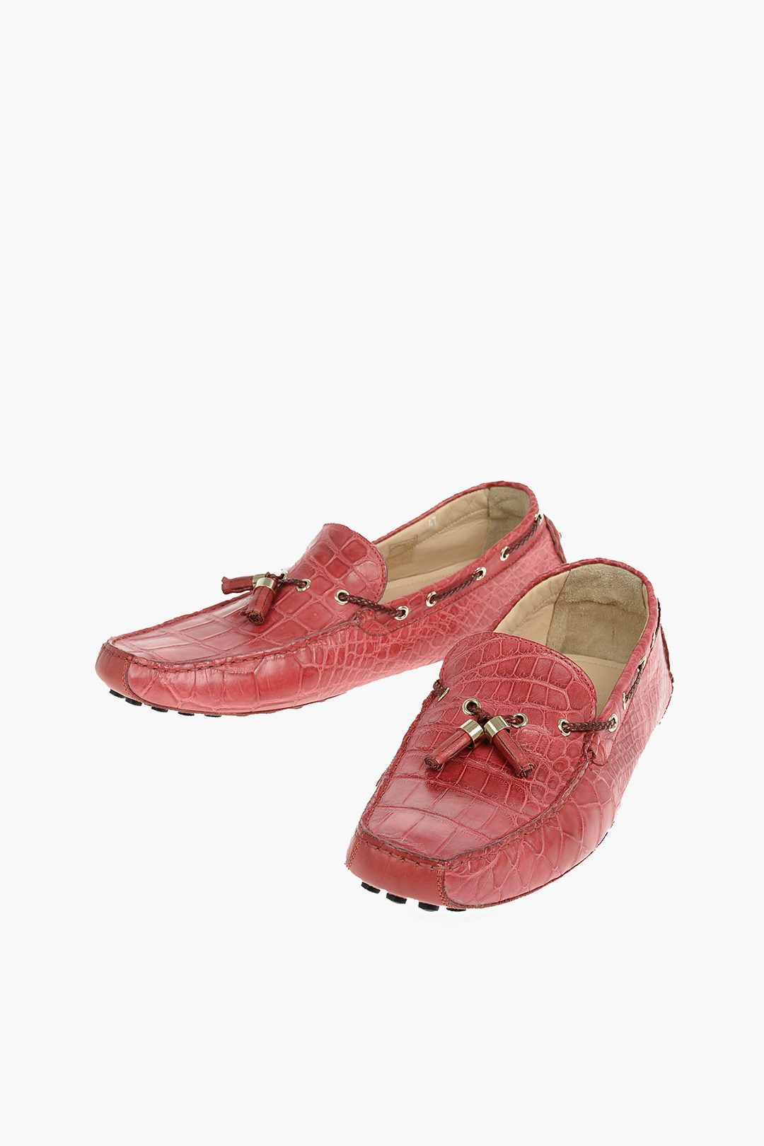 Corneliani 악어 가죽 보트 로퍼 태슬