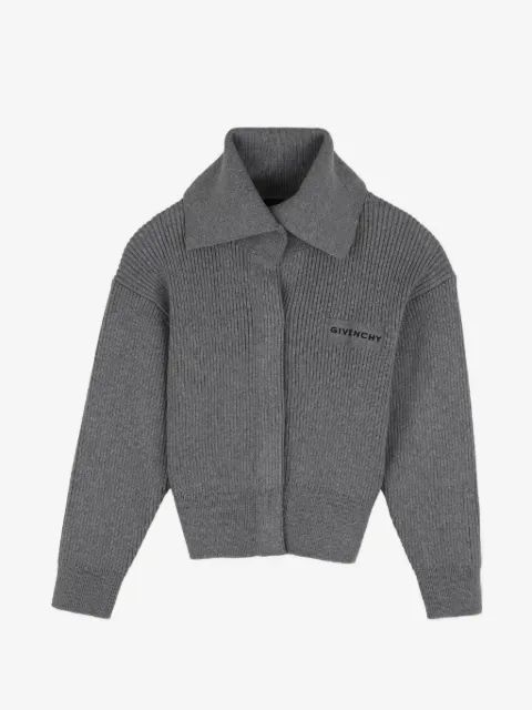 Givenchy Kids 리브드 니트 로고 패치 가디건