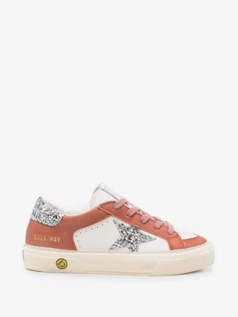 Golden Goose Kids 메이 글리터 패치 가죽 스니커즈