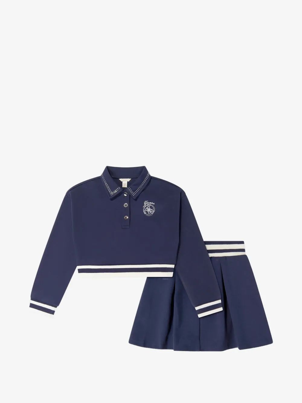 guess kids 로고 자수 플리츠 스커트 세트