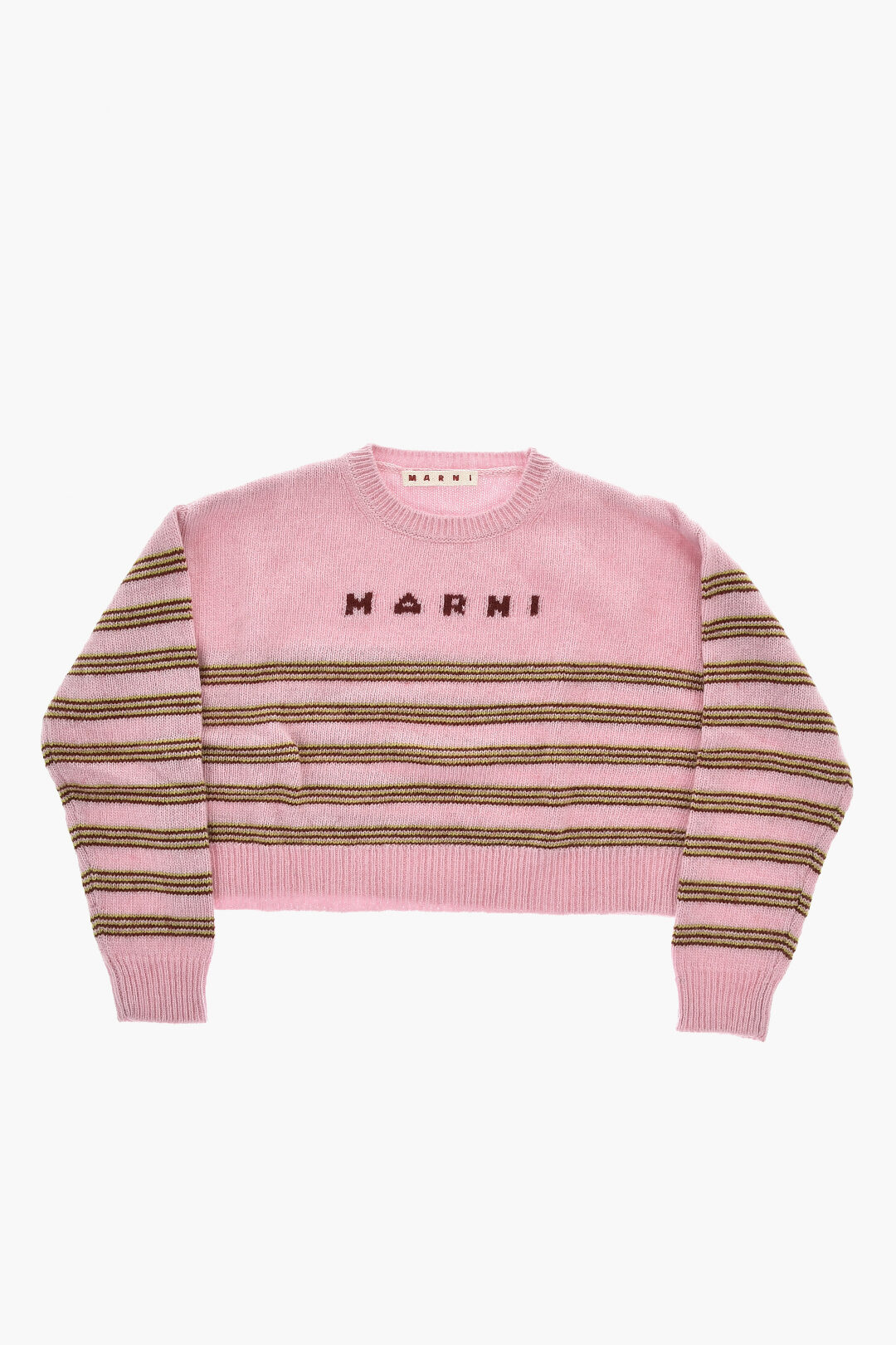 Marni Kids 울 혼합 크루넥 스웨터 스트라이프 패턴