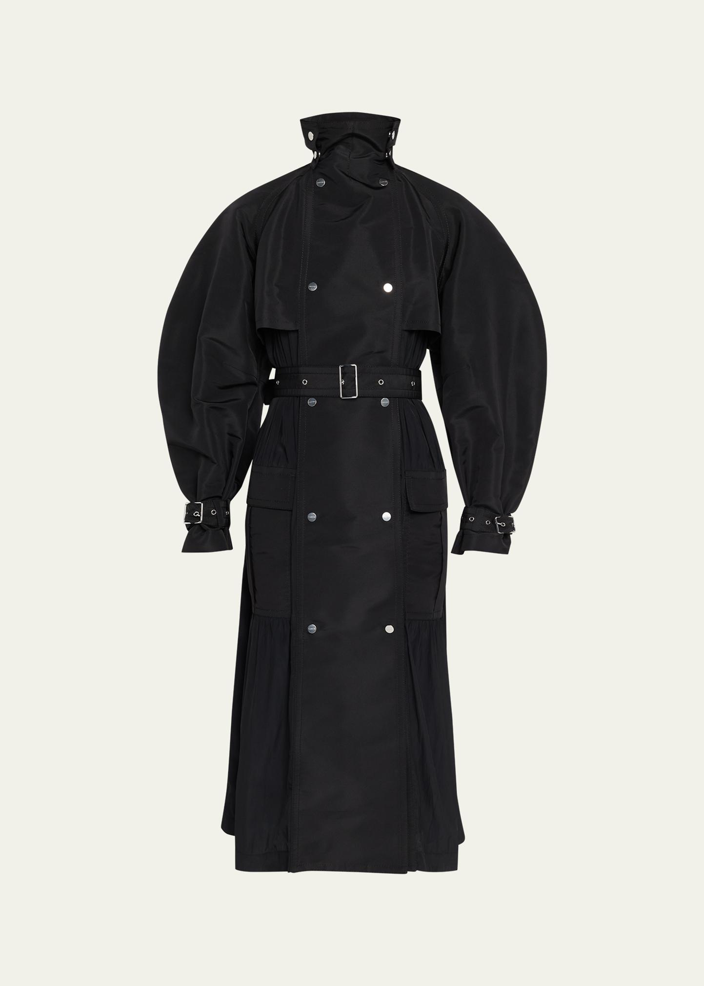 LANVIN 믹스드 미디어 벨트 롱 트렌치 코트
