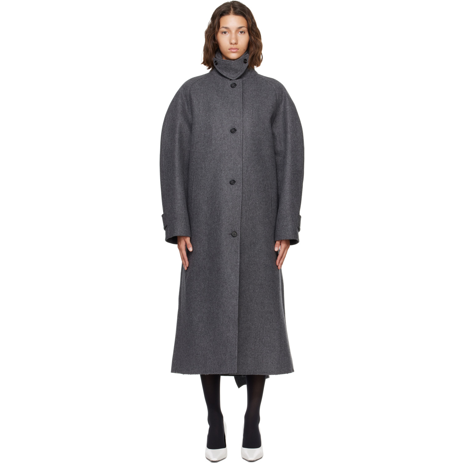JIL SANDER 그레이 더블 울 코트