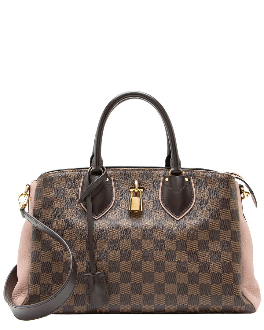 LOUIS VUITTON 브라운 핑크 다미에 에벤 & 가죽 노르망디