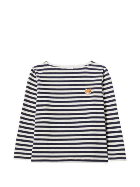 MAISON KITSUNÉ 폭스 헤드 가로 줄무늬 긴팔 티셔츠