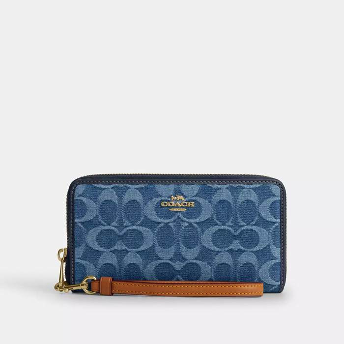 COACH 코치 여성 장지갑 시그니처 Denim CDE93 IMTYV