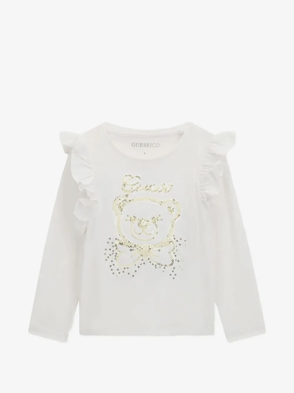 guess kids 러플 시퀸 장식 긴팔 티셔츠