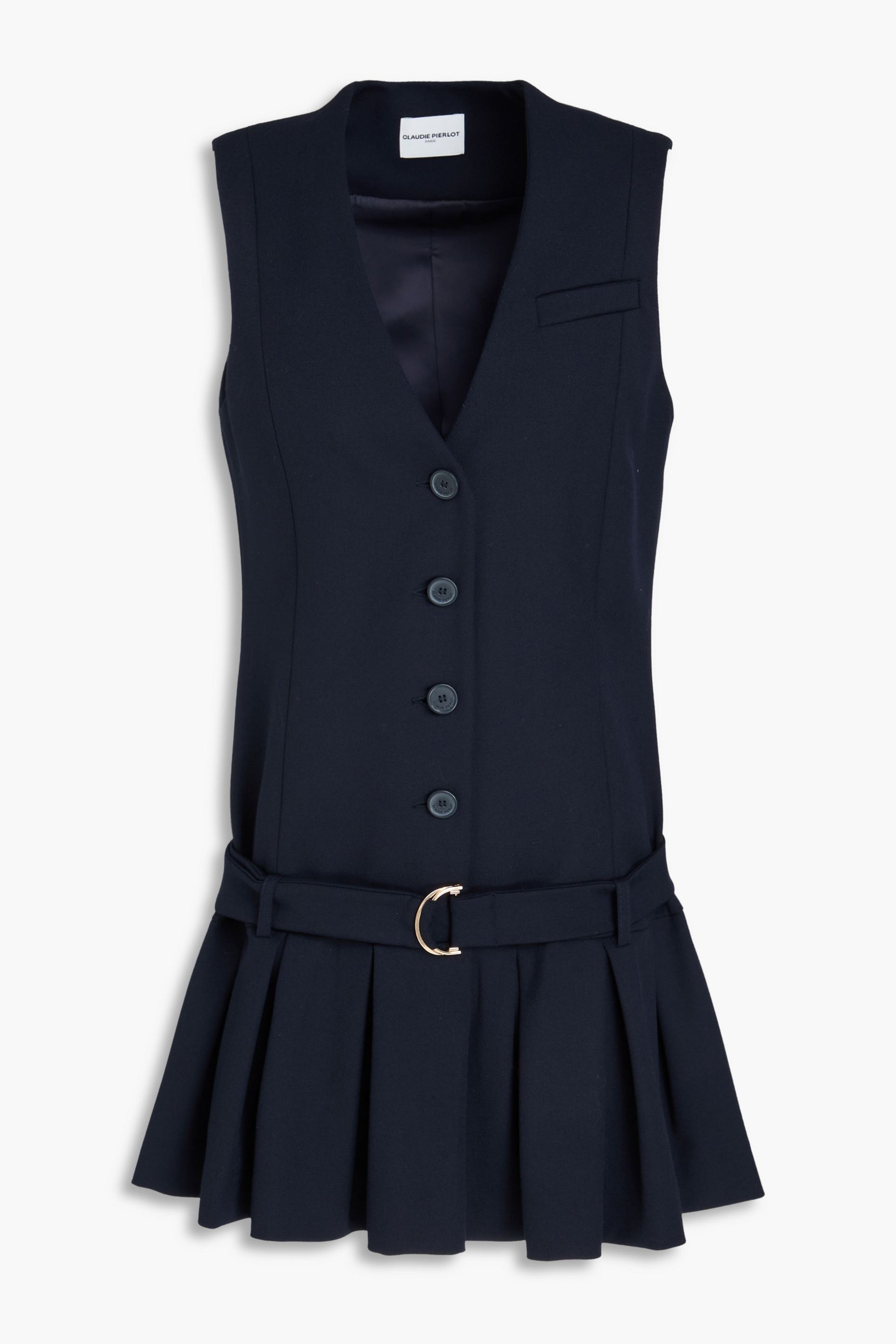Claudie Pierlot  벨트 장식 플리츠 트윌 미니 원피스