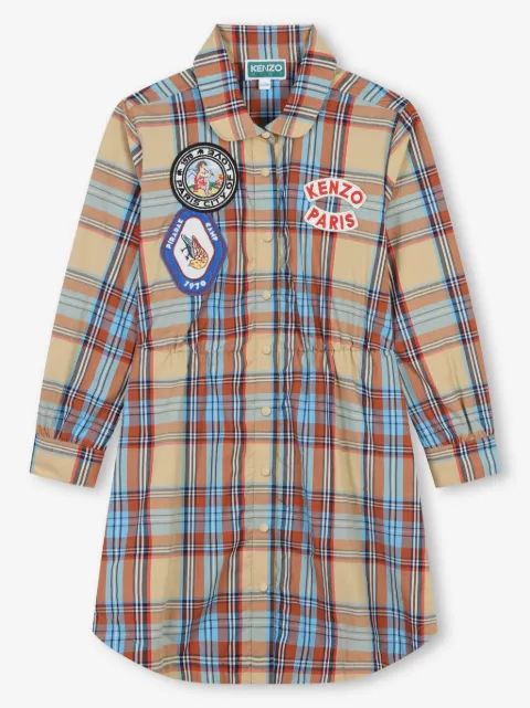 Kenzo Kids 플레이드 체크 셔츠 드레스