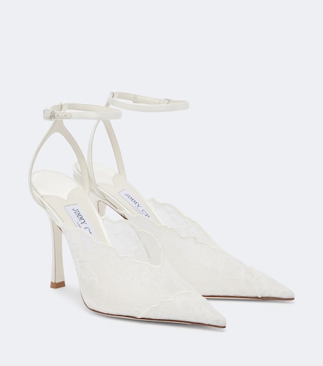 JIMMY CHOO 브라이덜 파이즈 레이스 가죽 펌프스