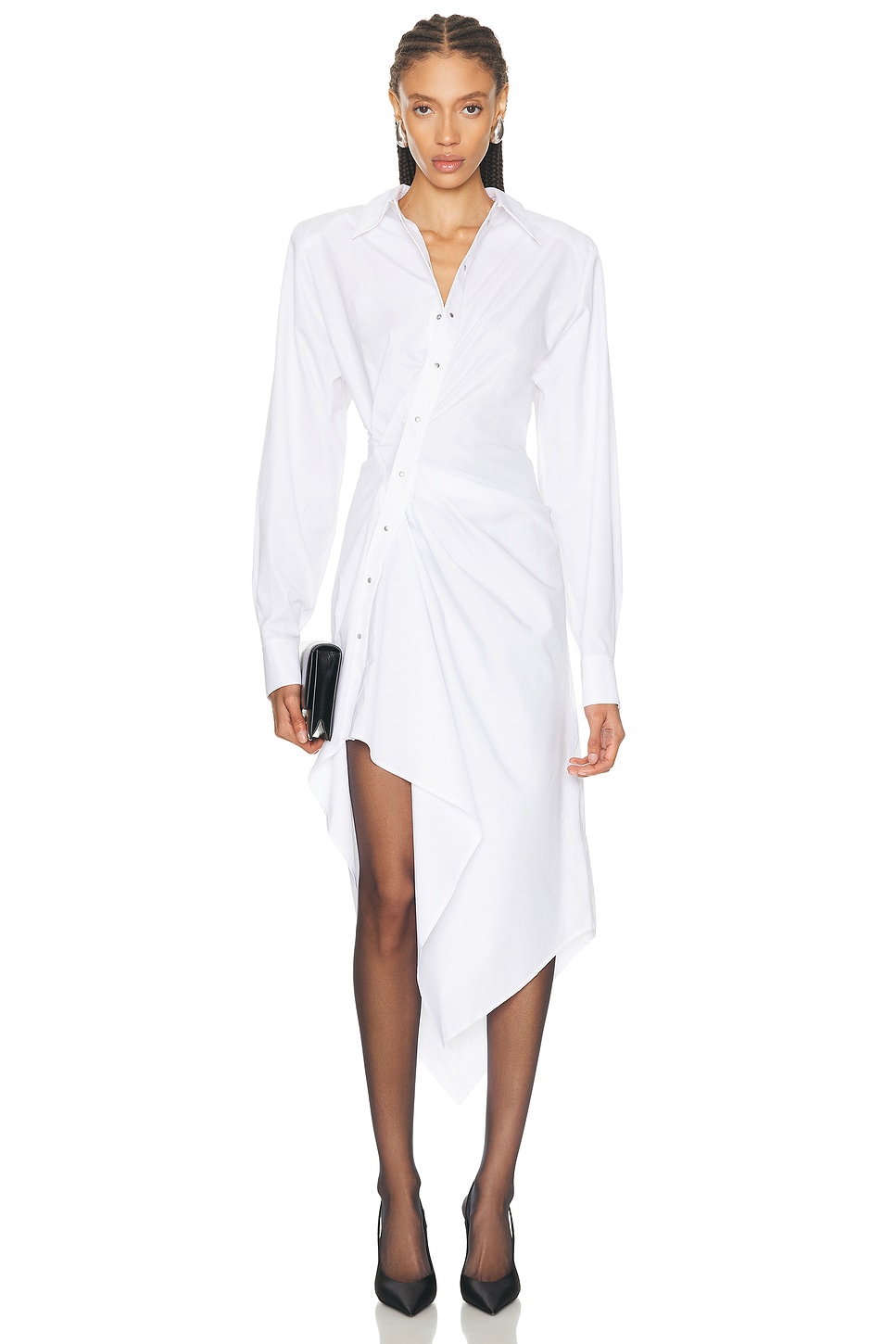 MUGLER 비대칭 셔츠 드레스