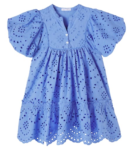 Poupette St Barth Kids 크루즈 브로더리 앙글레 면 드레스
